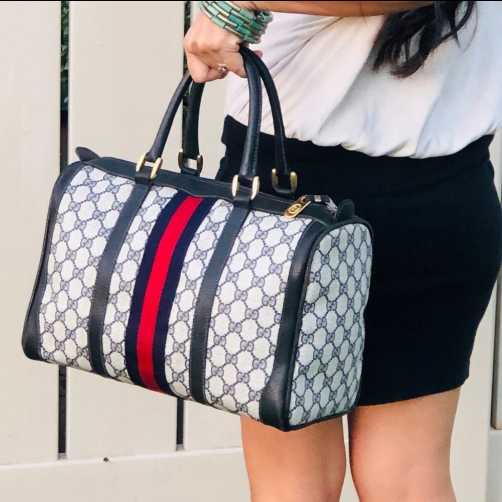 Authentic Vintage Gucci GG Monogram Supreme Sherry Web Ophidia Boston Doctor Bag - Picture 14 of 14